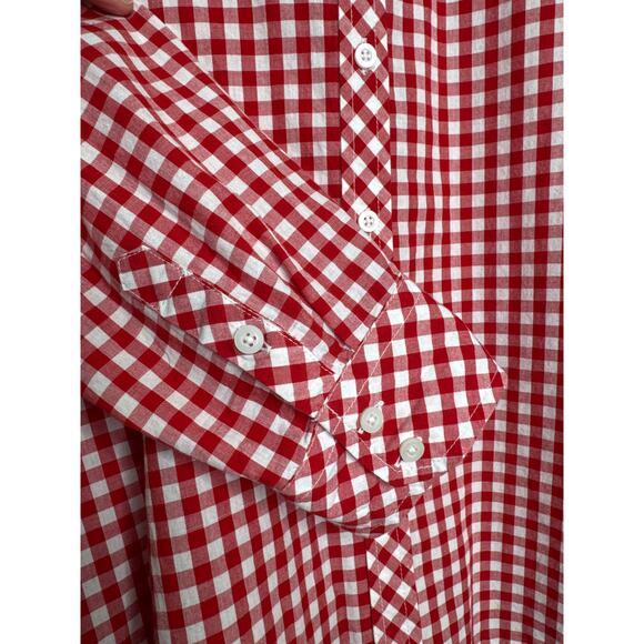 Talbots red gingham button-down shirt blouse holiday preppy size large - Picture 7 of 13